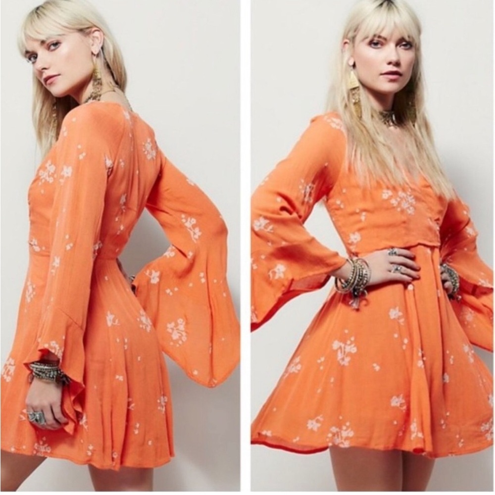 Free People Jasmine Embroidered Mini Dress Sz 8